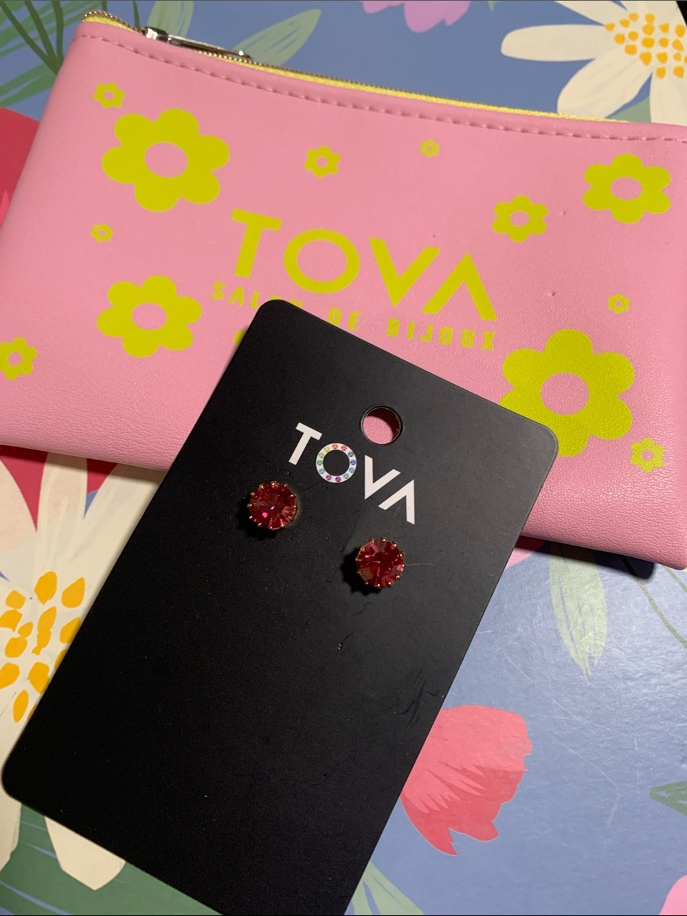 NWT TOVA CHRISLEY STUDS GOLD/ROSE CHAMPAGNE - Picture 7 of 16